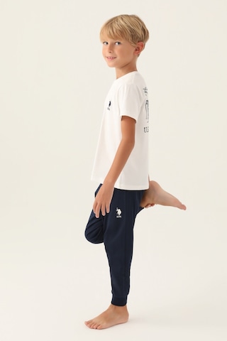 U.S. Polo Assn. Lisanslı Palm Tree Krem Erkek Çocuk Pijama Takımı 5274-43181 Krem