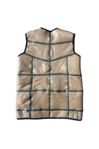 Ln Leather Özel Üretim Patchwork -süet Gerçek Deri Çocuk Yelek 5-6 Yaş Taba