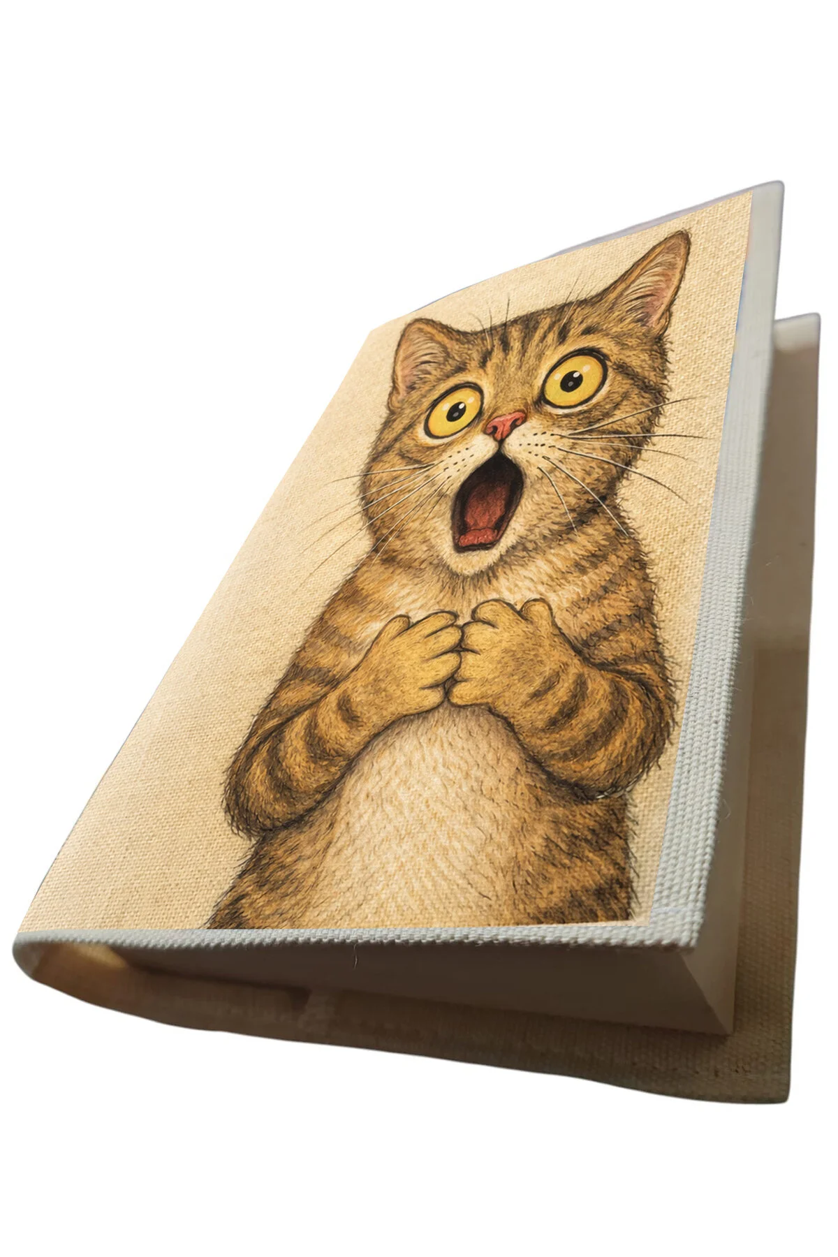 Kedi Desenli Bez Kitap Kılıfı Sanatsal Baskılı Kumaş Kitap Kabı, Kitap Koruyucu Kılıf 2