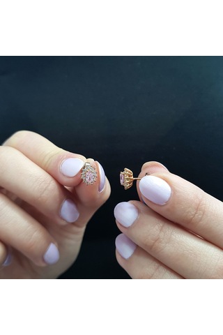 Lova Pırlantalı Oval Morganit Anturaj Küpe - 3070018