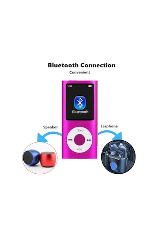 5007mp 8gb Tf Kart Metal Mp3 Player Renli Ekranlı Fm Radyolu Bluetoth Lu Hafıza Kartı Girişli Müzik Çalar 8gb