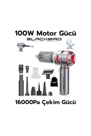 Blackbird Mk-5801 16000pa Kablosuz Araç Süpürgesi 3 Kademeli Güç Şarjlı El Süpürgesi