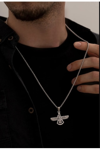 Osmanlı Gümüş Ahura Mazda Model Çelik Kolye
