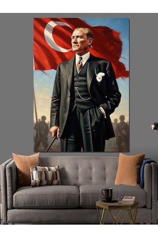 Ahşap Tablo Mustafa Kemal Atatürk Ve Bayrak