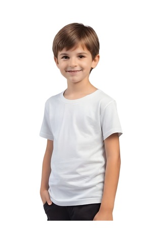 3'lü Unisex Çocuk Düz Yeşil-beyaz-gri Kısa Kollu Tişört Çok Renkli