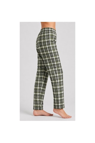 Yasar Underwear Kadın Ekose Pijama Altı Lastikli Bel Kurdele Detaylı Rahat Kesim Haki,siyah Haki,siyah