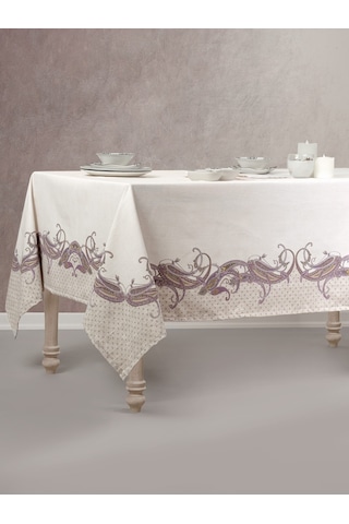Cotton Box Pano Baskılı Masa Örtüsü Nels Bej 170x170