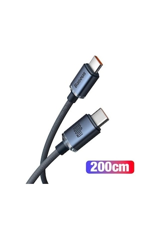 Baseus Crystal Shine 100 W 2 M Type-C To Type-C Hızlı Şarj Data Kablosu