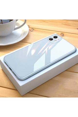 Apple Uyumlu iPhone 11 Parlak Cam Kamera Korumalı Telefon Kılıfı
