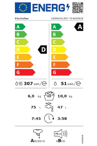 Electrolux EW8W261BGT 6 KG 10 KG 1600 Devir Kurutmalı Çamaşır Makinesi