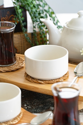 10 Cm 2'li Porselen Sufle Kabı Mini Fırın Kabı / Ramekin Kırık Beyaz