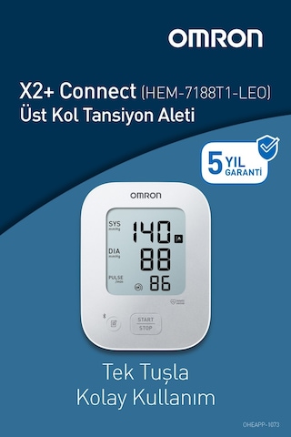 Omron HEM-7188T1-LEO X2+ Connect Üst Koldan Ölçer Dijital Tansiyon Aleti + XLS Çanta