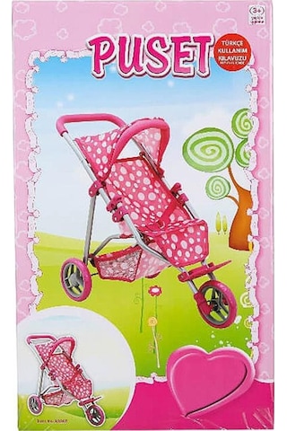 3 Tekerlekli Metal Puset Pembe