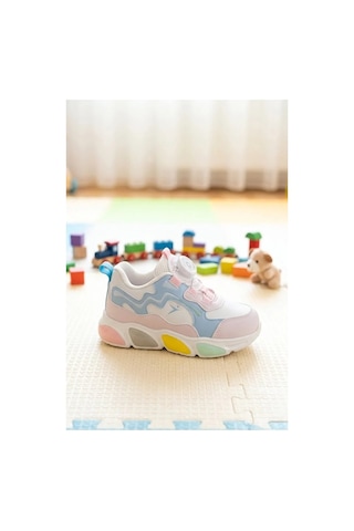 Cool Kids Kız Bebek Işıklı İlk Adım Kışlık Mekanizmalı Bağcık Kaydırmaz Hafif Eva Taban Ortopedik Rahat Cilt Deri Spor Ayakkabı Pudra