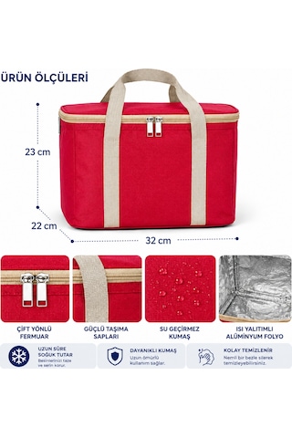 15 Lt Termal Buzluk Çanta- Soğutucu Çanta-354 Kırmızı