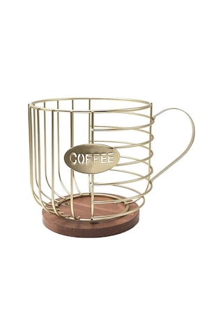 Kahve Arkadaşı Depolama Rafı Kupa Şeklinde Mutfak Depolama Sepeti, Size:gold No Words + Lid Diğer