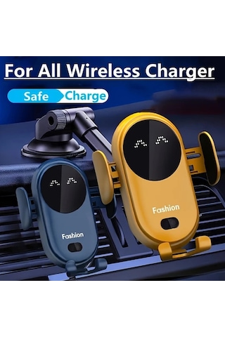 Elmpaly Mavi Kablosuz Araç Şarj Cihazı Otomatik Kavrama İphone Uyumlu 16 Pro Max 15 14 Samsung Galaxy Uyumlu S24 S23 S22 İçin