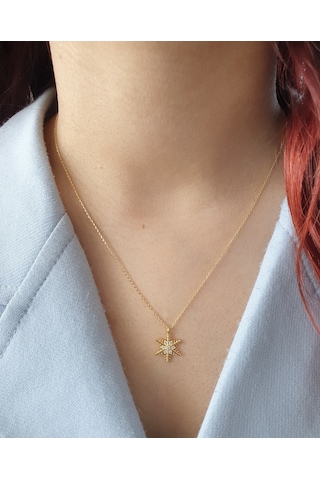 Magrib 925 Ayar Gümüş Kar Tanesi Kadın Kolye