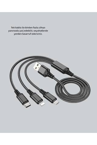 3 Ü 1 Arada Hızlı Şarj Kablosu