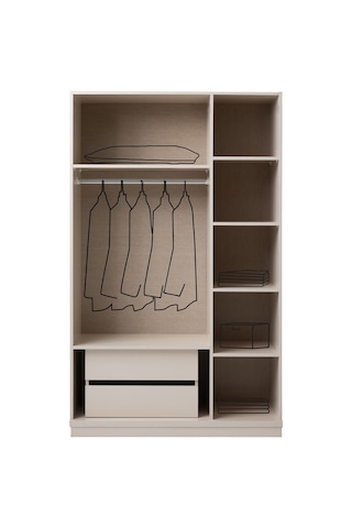 Çınar 3 Kapaklı Gardırop Elbise Dolabı 130 53 204cm Vizon