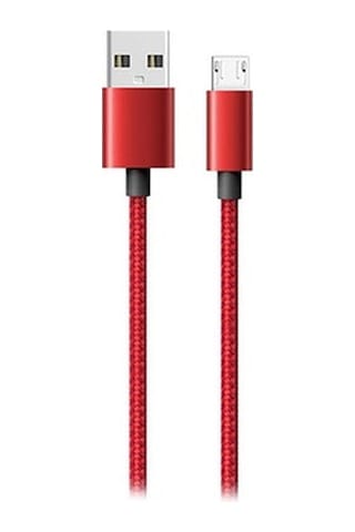 Hytech Hy-X248 1M 3A Micro Usb Kılıflı Metal Kırmızı Şarj Kablosu