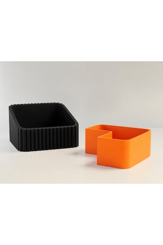 Buradabulabilirsin 3d Baskı Fıstık Kasesi - Çift Hazneli Kabuk Ayırıcı Sunum Kasesi - Siyah Turuncu Bbz