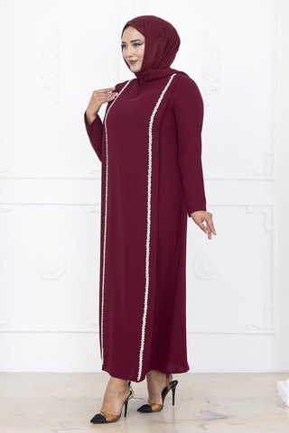 Amine Hüma Yakut Abiye Elbise Bordo Bordo