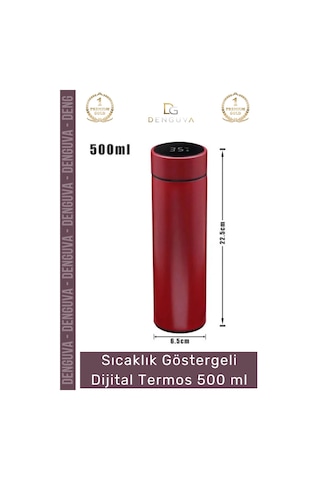 Termos Akıllı Led Isı Yalıtımlı Sızdırmaz Çelik Gövde Sıcaklık Göstergeli Dijital Termos 500 Ml