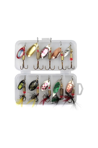 Springsun Hafif Metal Yapay Yem Seti - Döner Pul Desenli, 3 Kancalı, Balık Çekici