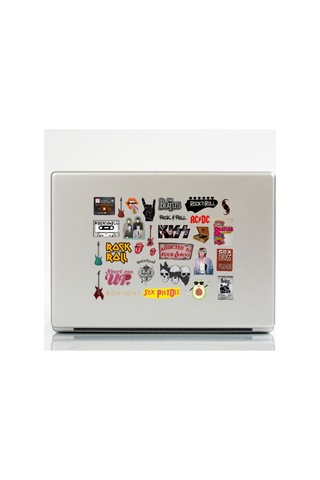 64'lü Punk Rock Pop Vintage Sticker Seti - Etiket Seti Scrapbook Bullet Journal Çok Renkli