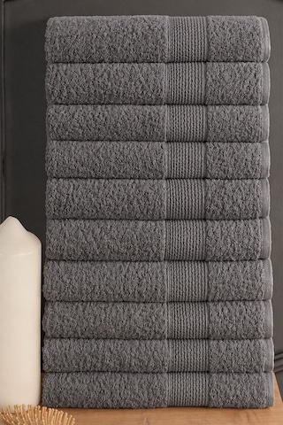 Güvenal Blanc 10'lu 50x90cm El Yüz & Saç Havlusu Seti Havlu El Havlusu Banyo Havlusu I Çeyiz Havlusu Antrasit