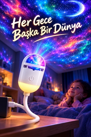 12 Lensli Usb Galaksi Projeksiyon Gece Lambası Yıldızlı Gökyüzü Ortam Aydınlatması Esnek Boyunlu Beyaz