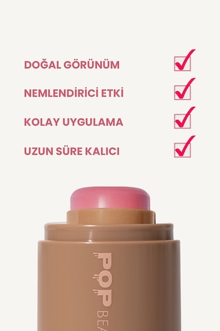 Pop Beauty Doğal Görünüm, Nemlendirici Etkili, Yanak Ve Dudak Renklendirici Stick Allık, Pop 3 8684415590268 Pop3