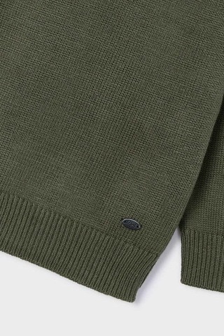 Erkek Çocuk Bisiklet Yaka Basic Triko Kazak - Yeşil Charcoal Melange