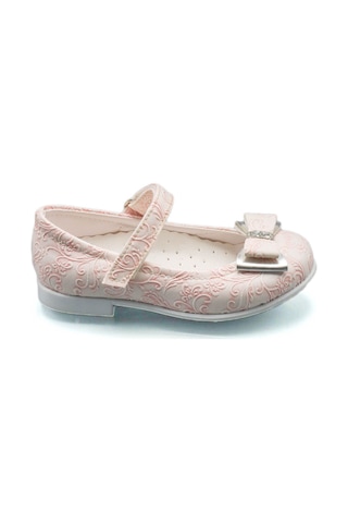 Sermoda Bebek Fiyonk Taş Detay Kendinden Desenli Babet Pembe