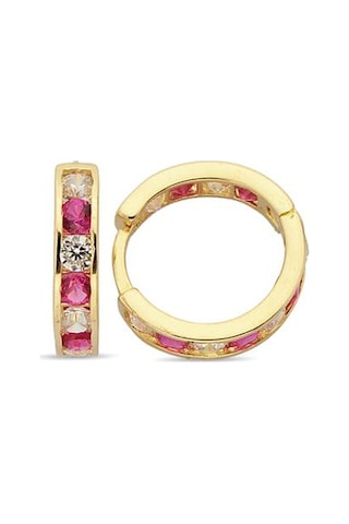 Altın Pembe Taşlı Çocuk Küpe - 722000016816 Sarı Altın