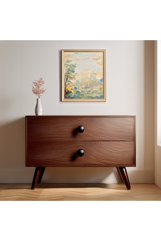 Doğal Ahşap 2 Çekmeceli Komodin 1. Sınıf Masif Maun Ağacı 60cm X