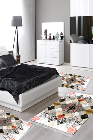 Eko Trend Djt Yıkanabilir Kaymaz Taban 3 Lü Yatak Odası Takımı Mu120 Patchwork Renkli