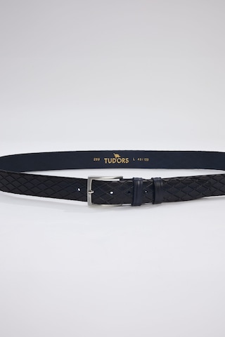 Tudors Erkek %100 Hakiki Deri 3,5 Cm Desenli Klasik Siyah Kemer-31571-lacivert