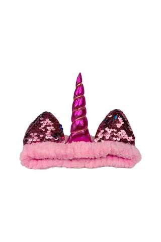 Unicorn Peluş Bandana Makyaj Saç Bandı Pembe Pembe Boynuzlu Pembe
