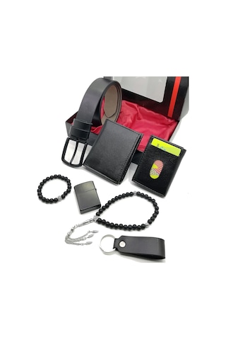 Kişiye Özel Hediyelik Erkek Cüzdan Kartlık Kemer Seti (461856834) Siyah Hediye Paketi Olsun