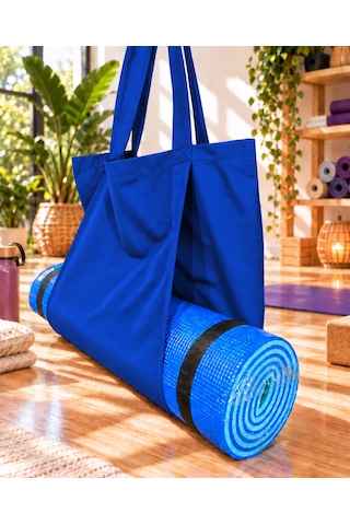Mat Taşıma Çantası Yoga Fitness Silindir Antrenman Çantası - Çantalı Fermuarlı Mat Taşıma Çantası Saks Mavi
