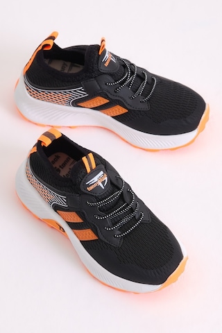 Tonny Black Rahat Kalıp Nefes Alabilen Kumaş Bağcıklı Çocuk Sneaker Siyah - Turuncu