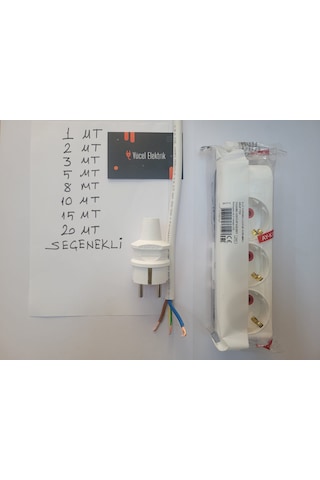 3x2,5 Ttr Tam Bakır Kablolu Kaliteli 3 Lü Grup Priz 10 Mt