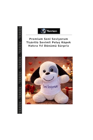 Premium Seni Seviyorum Tişörtlü Sevimli Peluş Köpek Hatıra Yıl Dönümü Sürpriz Çok Renkli