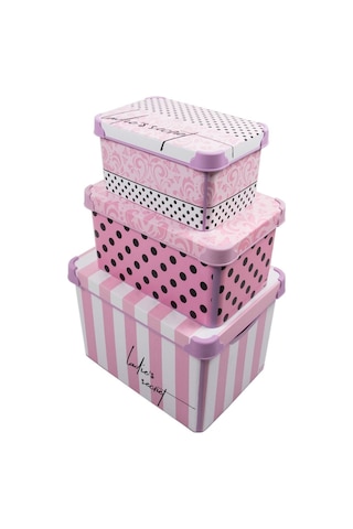 Style Box Ladys Secret Desenli 3 Parça Dekoratif Saklama Kutusu Seti Çok Renkli