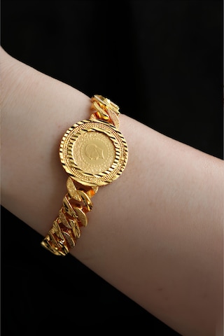 Altın Ürünler 22 Ayar Çeyrek Altınlı Altın Kaplama Çelik Bileklik