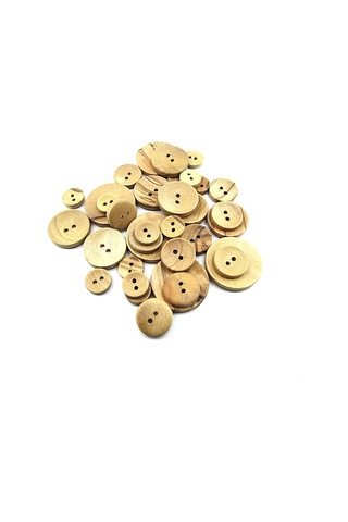 Tahta Dikme, 2 Delik Çanak Model, Doğal Ahşap, Zeytin Ağacı,100 Adet 20mm-32l