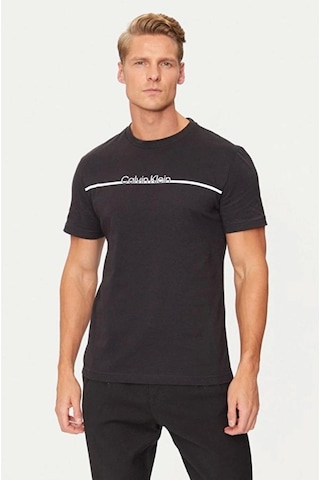 Calvin Klein Splıt Lıne Logo T-shırt SIYAH Siyah