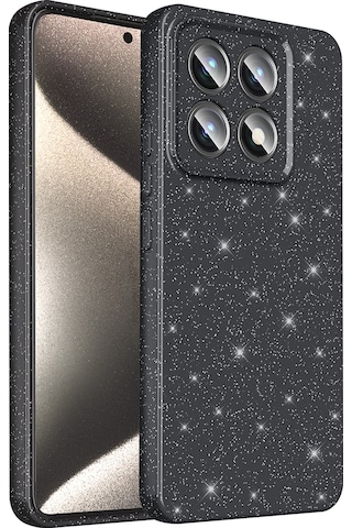 Ardemix 14t Pro Kılıf Kamera Korumalı Simli Lüks Koton Kapak - Siyah Siyah